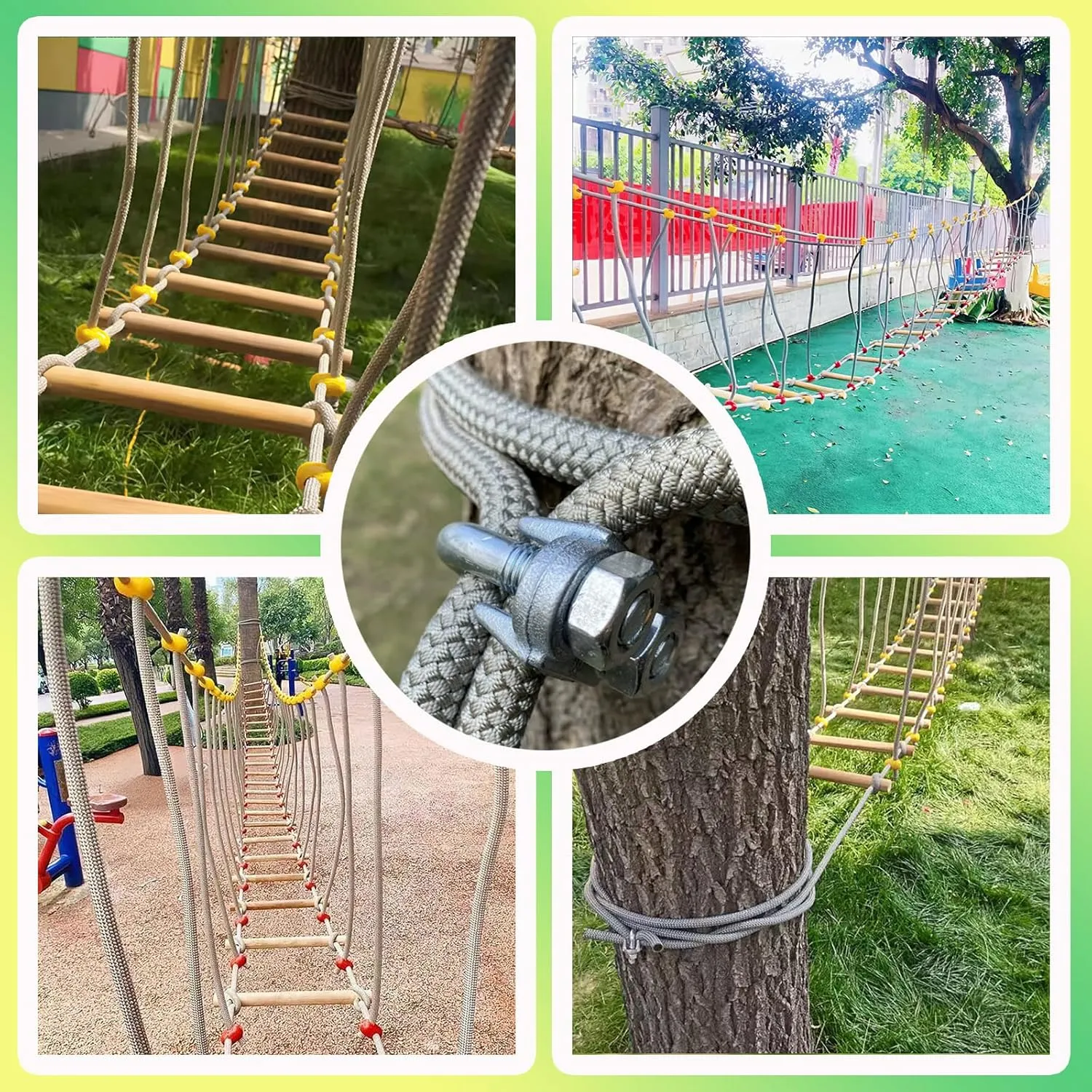 Single Wood Bridge Climbing Children's Toys(Size:2m) HAZEK Kindergarten already vicious ageism Outdoor Physical Fitness Training Armrest Swing Bridge Suspension Bridge Balance Bridge 