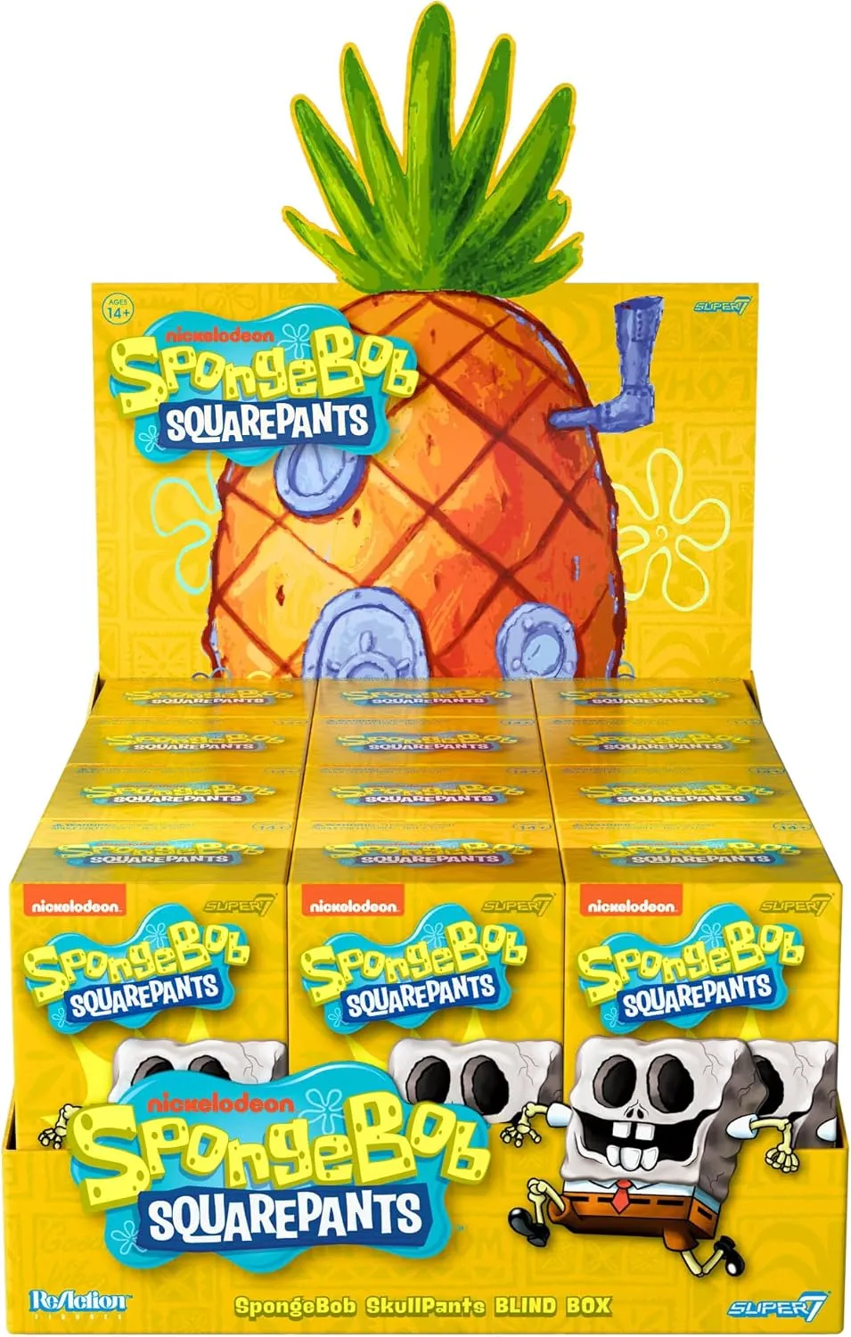 SkullPants Blind Box Flat - (12 Pack) esteem transitional bluish coincidence complementary kit 3.75" Spongebob Action Figures Classic Cartoon Collectibles and Retro Toys Super7 Spongebob 