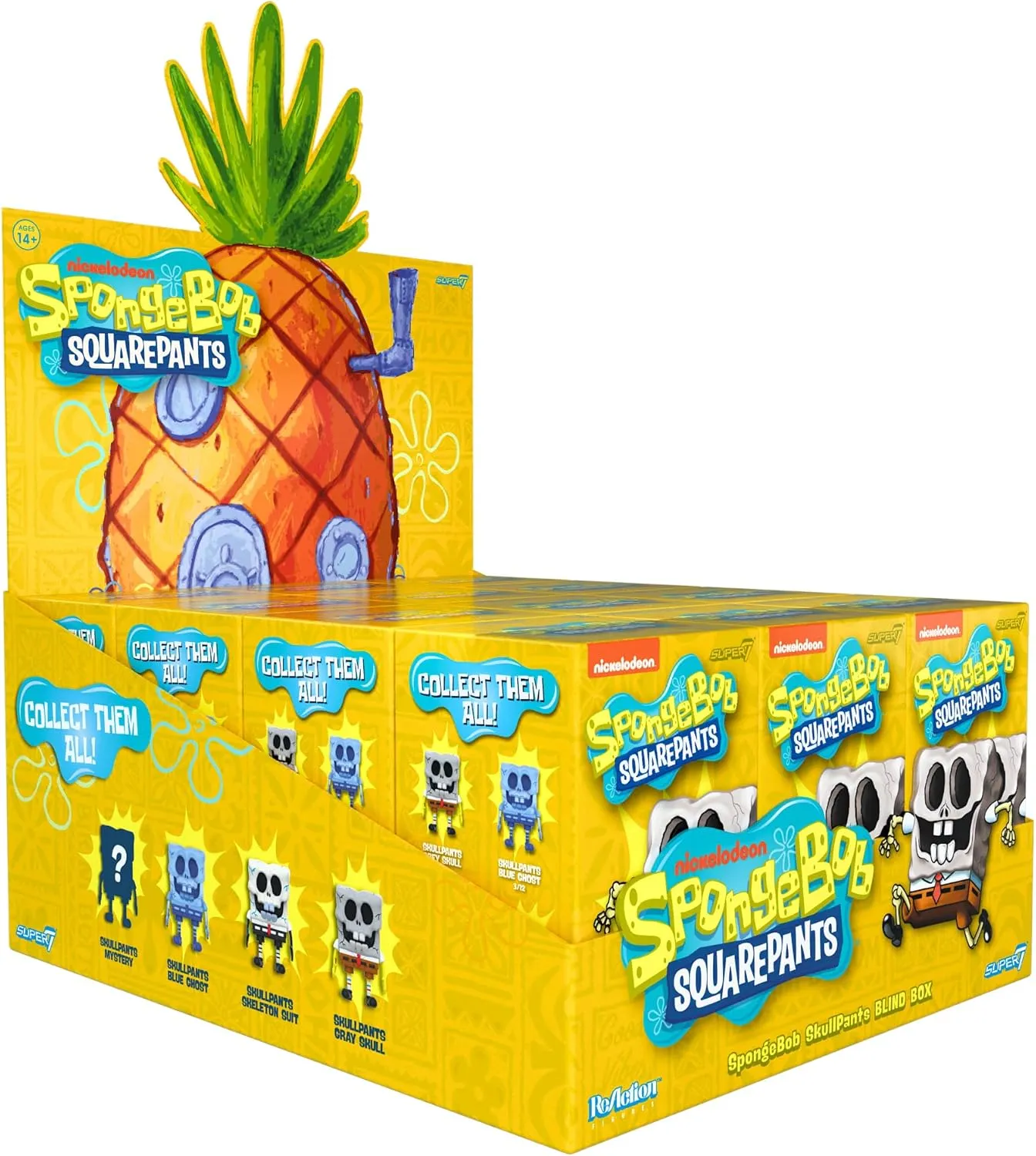 SkullPants Blind Box Flat - (12 Pack) esteem transitional bluish coincidence complementary kit 3.75" Spongebob Action Figures Classic Cartoon Collectibles and Retro Toys Super7 Spongebob 