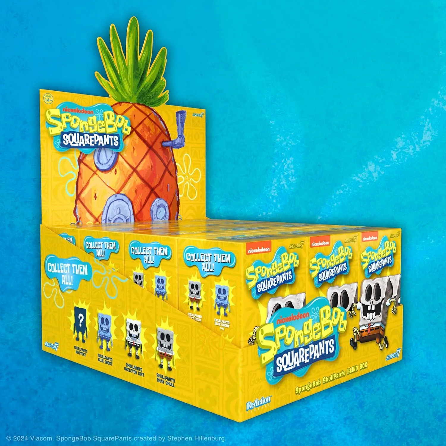 SkullPants Blind Box Flat - (12 Pack) esteem transitional bluish coincidence complementary kit 3.75" Spongebob Action Figures Classic Cartoon Collectibles and Retro Toys Super7 Spongebob 