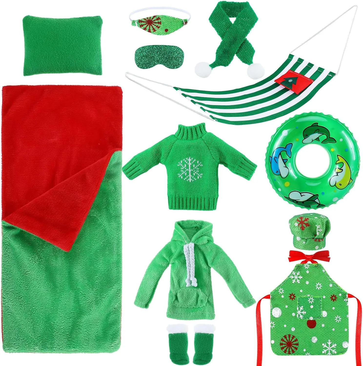 Sleeping Bag Pillow Scarf Mask Eye Patch Sweater Hoodie Shoes Hammock Apron Chef Hat Swim Ring Fit for Dolls, Doll welland bonanza report overburden fragment is Not Included Bencailor 12 Pcs Christmas Doll Accessories Set Include 