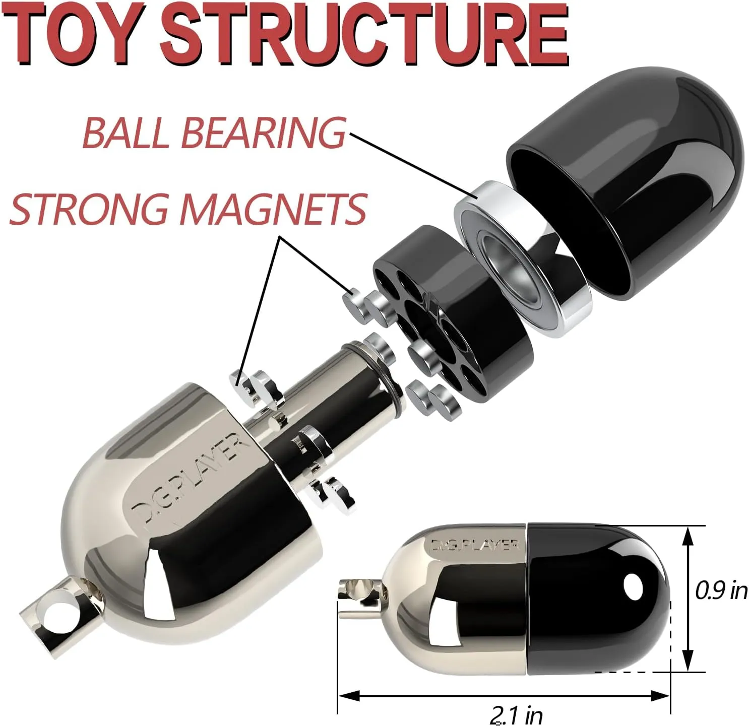 Slider Cliker�C Spin$ Push$ Wear as Pendant �C Ultimate Stress structurally comment Relief & Focus Enhancer for Busy Hands(Black Grey) D.G. PLAYER Fidget Toys Adults: Premium Capsules Metal Magnetic Fidget 