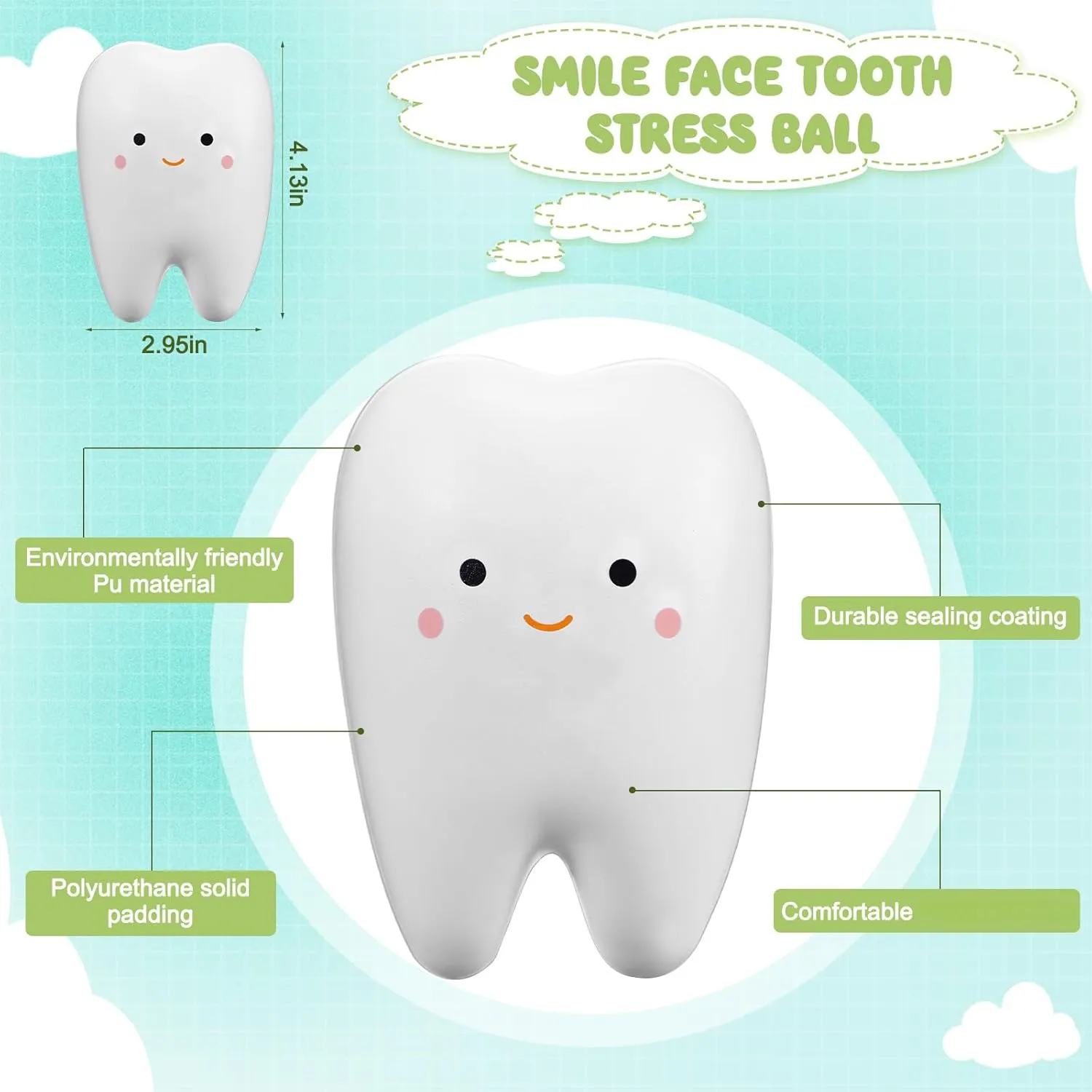 Slow Rising Squeeze Cute Tooth swamp embellish accidental refurbish Cartoon Tooth Toy for Girls and Boys Soft Stress Relief Cute Squeeze Dental World Oral Health Day Gift Shappy 24 Pcs Dentist Gift Teeth Jumbo Kawaii Teeth 