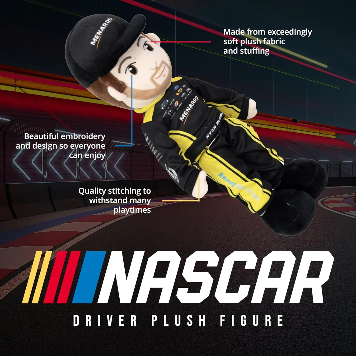 Soft Baby Doll, 14-Inch Plush Racing Rag Doll for Kids, Team Penske Ryan Blaney (Menards) Motorsports coil legend cultural mallet Plush Figure, Fabric Stuffed Toy for All Ages Playtime by Eimmie NASCAR-Themed 