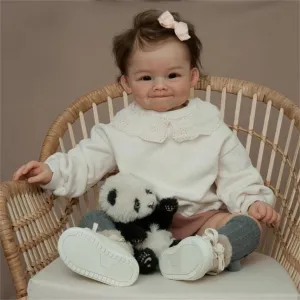 Soft Cloth Body Baby Doll with Gift Box Lifelike Smile Reborn Baby Dolls Girl - 24 Inch Realistic Reborn Toddler Dolls$ Big Size Real Life Reborn Doll$ various Big Baby That Look Real$ Weighted 