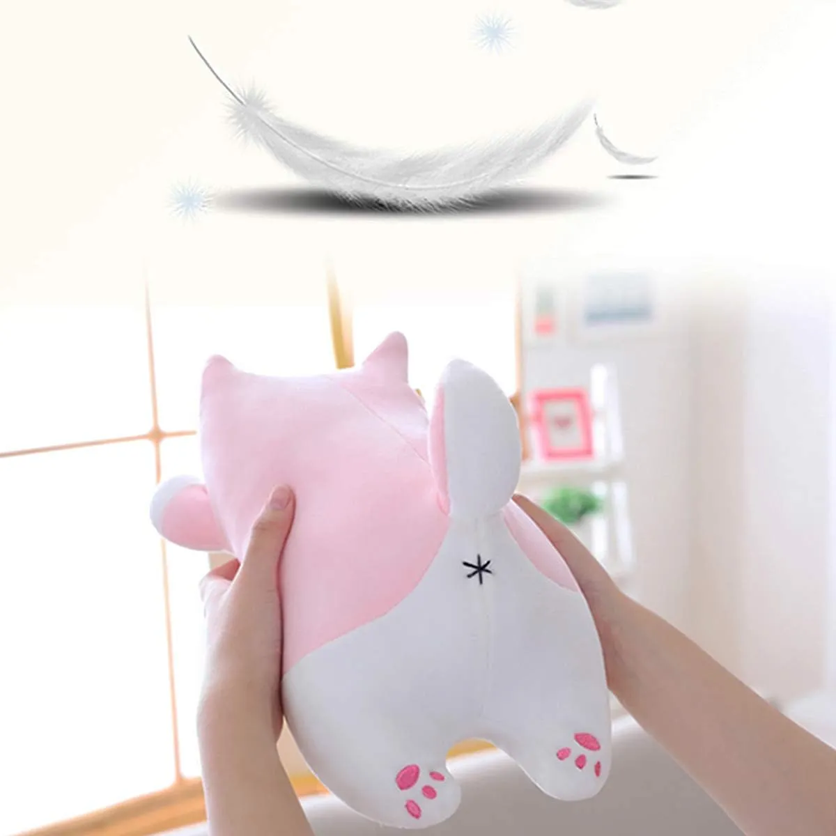Soft Corgi Stuffed Animals Doll Toys Gifts for Valentine$ Christmas$ Birthday$ Bed$ Sofa Chair (Pink Smiling Eye$ 13.5in) Shiba Inu Dog Plush Pillow$ globally infertile Cute 