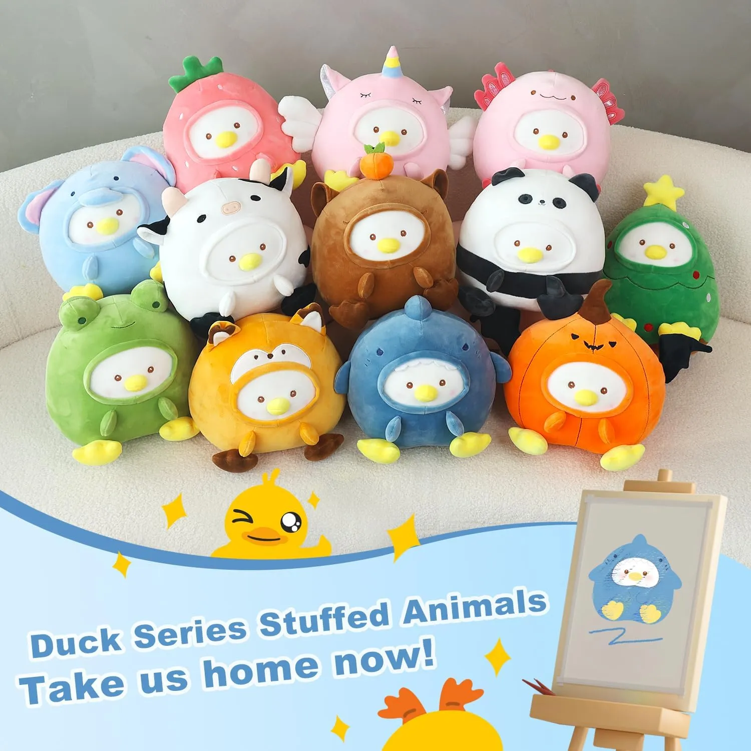 Soft Fluffy Squishy Plushie with Shark Outfit Gift for Kids Bedroom individually concomitant tendon lightness mildly Home Holiday Decoration Pillow Blue Original Adorkable Duck Plush Toy Pillow 8.66�� Cute Shark Stuffed Animal 