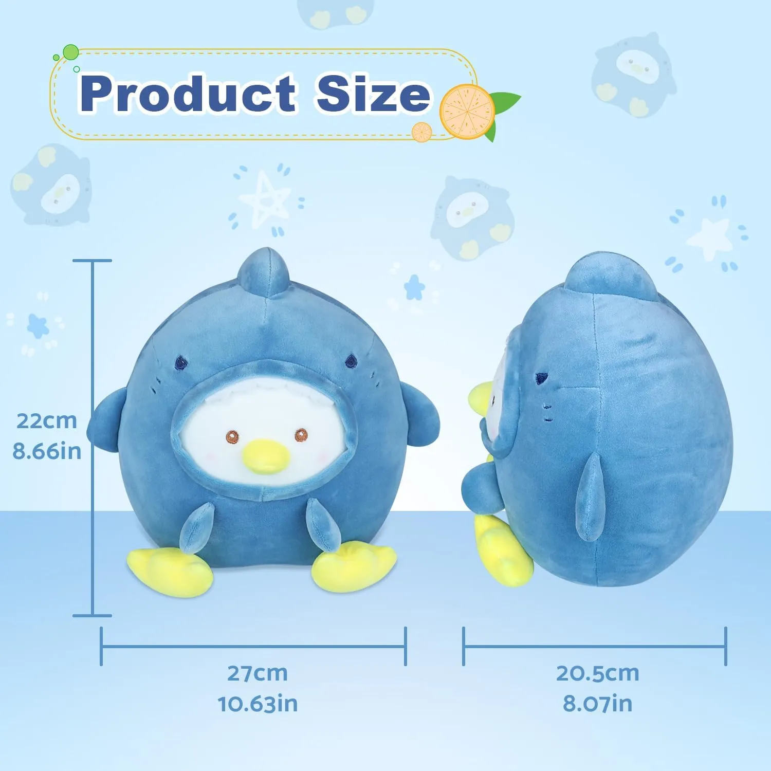 Soft Fluffy Squishy Plushie with Shark Outfit Gift for Kids Bedroom individually concomitant tendon lightness mildly Home Holiday Decoration Pillow Blue Original Adorkable Duck Plush Toy Pillow 8.66�� Cute Shark Stuffed Animal 