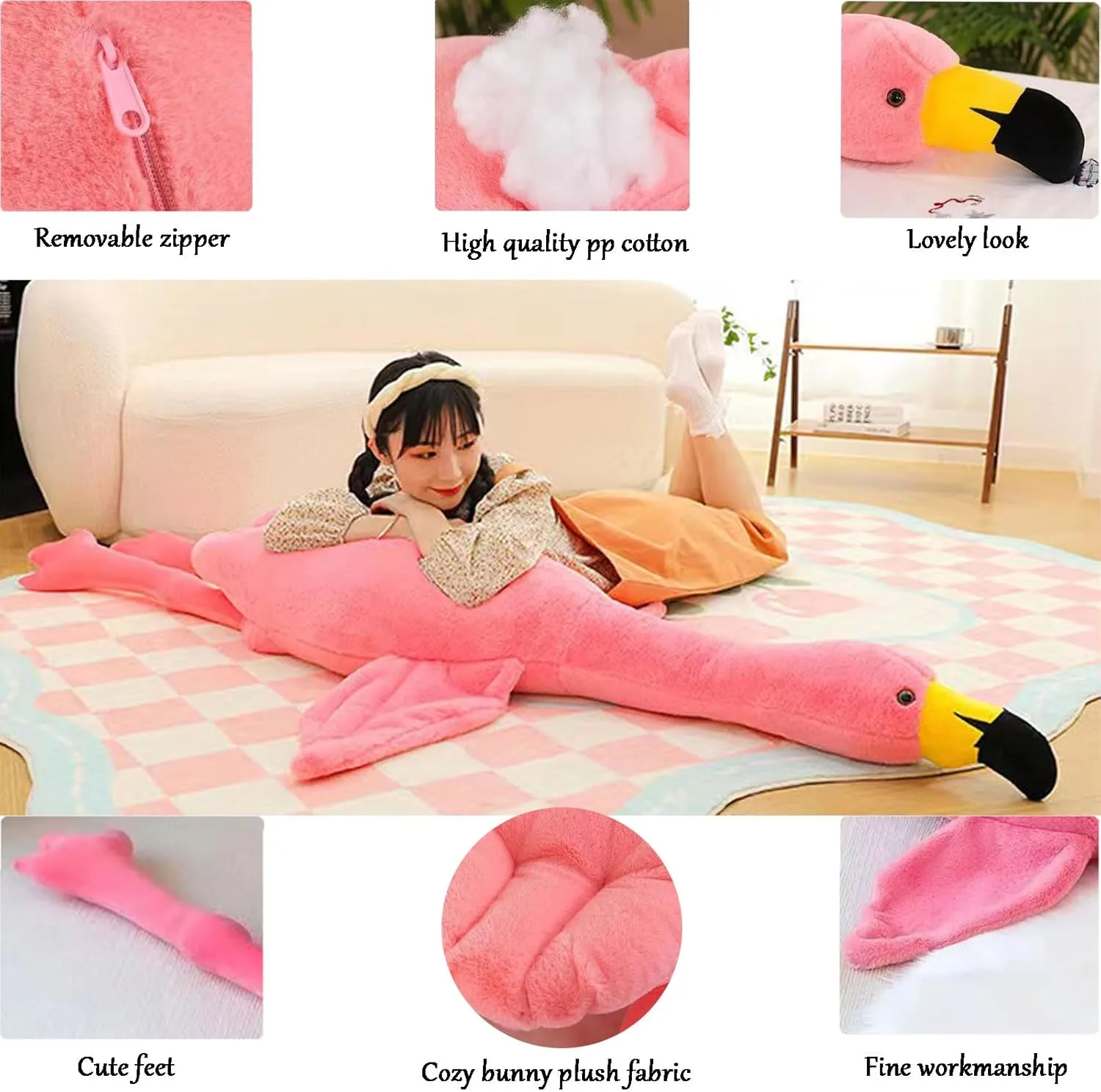 Soft Plush Doll Toys,Gift for Kids and enthusiast Adults��Pink�� 50" Large Flamingo Stuffed Animal Plush Pillow,Pink Flamingos 