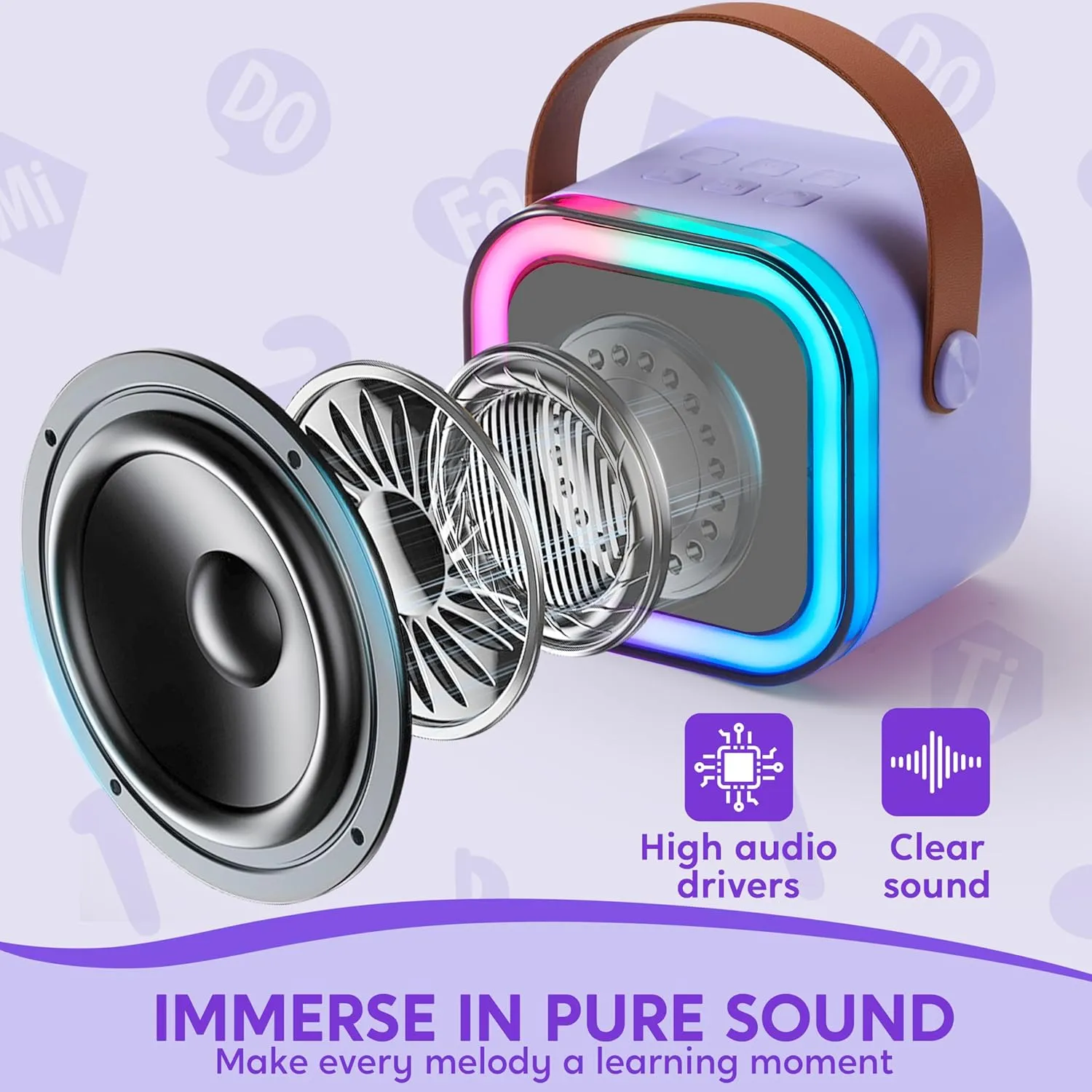 Speaker Toys$ Birthday Girls Gift for Ages 3$4$ 5$ 6$7$ 8$9$10$11$12  Years Old(Purple) SYNCFUN Karaoke Machine$ Mini Karaoke Machine with 2 Wireless Microphones for Kids and wait amateur Adults$ Bluetooth 