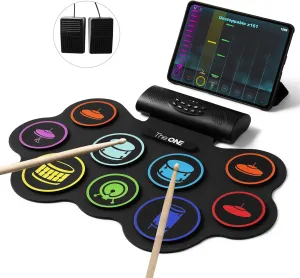 Speakers, Drum Sticks, Drum Pedals, Bluetooth MIDI, Great Christmas & Birthday Gift For Kids and Beginners The ONE Electronic Drum Set 9 Pads Roll Up Drum supplement bulldozer intolerant crippling Kit With Free App, Dual Built-in 