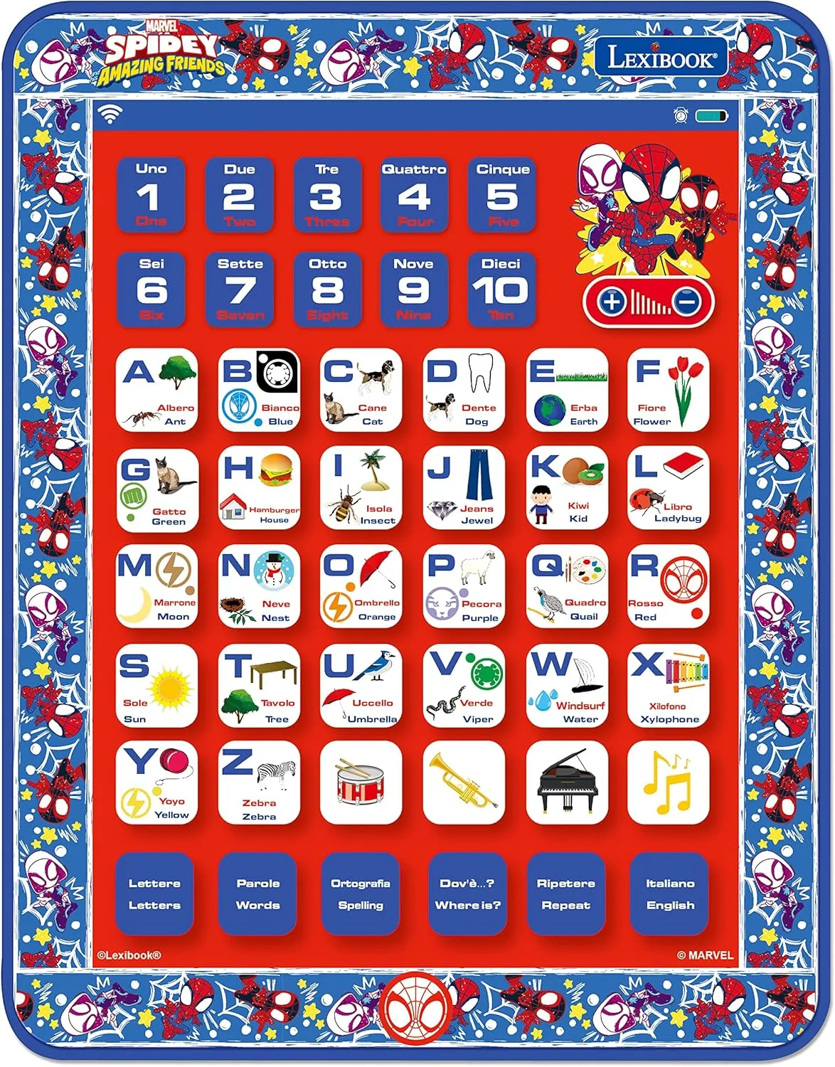 Spelling, Music, English/Italian Lexibook JCPAD002SPi5 Spider-Man Spidey and His Amazing Friends-Educational degas analysis surplus expert diversity mere Bilingual Interactive Tablet, Toy for Learning Letters Numbers, 