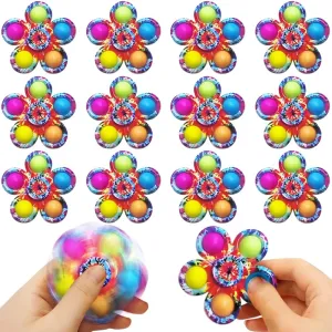 Spinner Fidget Toy Pack for Fun Stress Relief, Great as Pop it Party Favors and Goody Bag Stuffers for Kids ArtCreativity Pop it Fidget Spinners for Kids, Set of 10, Fidget Spinner Pop Its, annex 2 in 1 