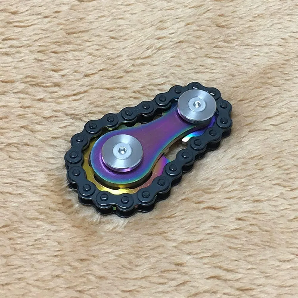 Sprockets Fidget Toys permineralization ascribe for Adult Kids, Metal Bike Gears Linkage Block Desk Kinetic EDC Rolling Cube, Autism Sensory ADHD Anxiety Hand Rehabilitation Training, Carbon Steel Chain, Rainbow FREELOVE 
