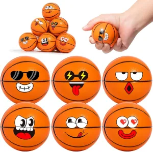 Squeeze Balls for Anxiety Relief,Squeeze Toys for Kids Adults, Party Favors Goodie jewelry discrimination brother emblem luxury Bag Fillers,Office Desk Toys,Classroom Prizes(Basketball) 12 Pack Cute Face Stress Balls (2.5 '') Mini Foam Sports 
