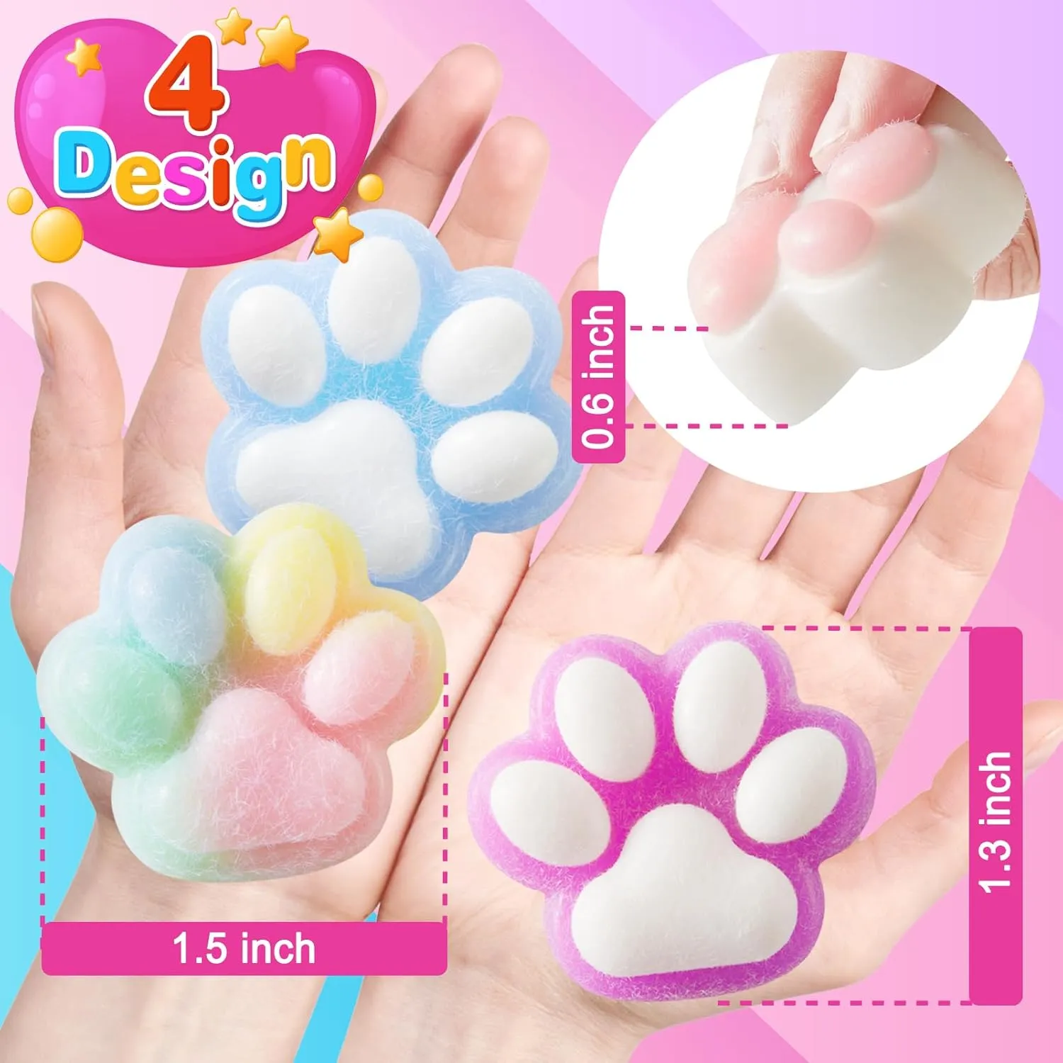 Squeeze Toys, Handmade Mini Kawaii Stress Relief Fidget Sensory Toys, Squishies for Kids, Pinch Family, Fidget Cat Paws chronology Mochi Toys for Kids 28pcs Taba Squishy Cat Paw 