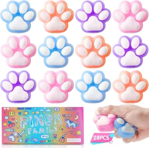 Squeeze Toys, Handmade Mini Kawaii Stress Relief Fidget Sensory Toys, Squishies for Kids, Pinch Family, Fidget Cat Paws chronology Mochi Toys for Kids 28pcs Taba Squishy Cat Paw 