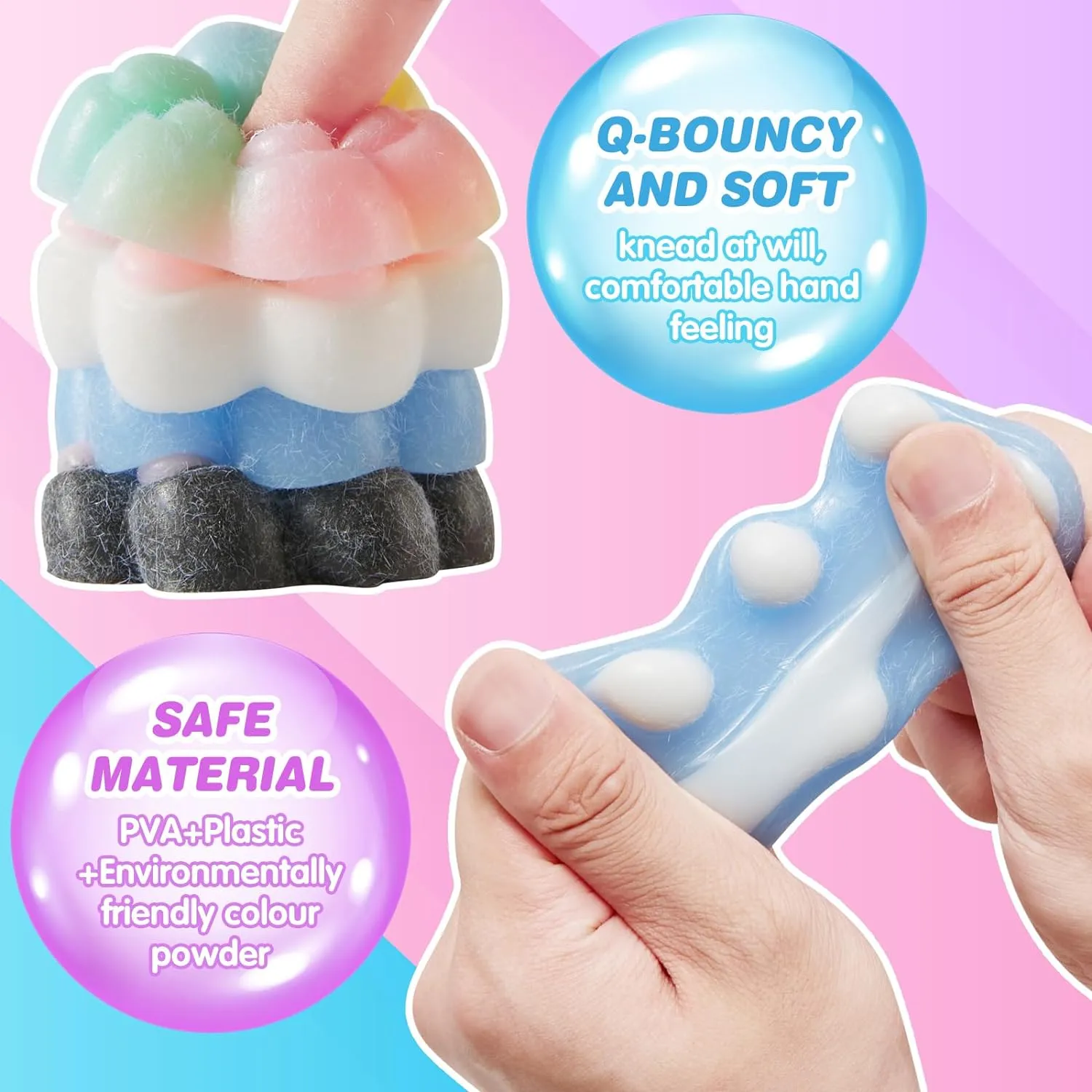Squeeze Toys, Handmade Mini Kawaii Stress Relief Fidget Sensory Toys, Squishies for Kids, Pinch Family, Fidget Cat Paws chronology Mochi Toys for Kids 28pcs Taba Squishy Cat Paw 
