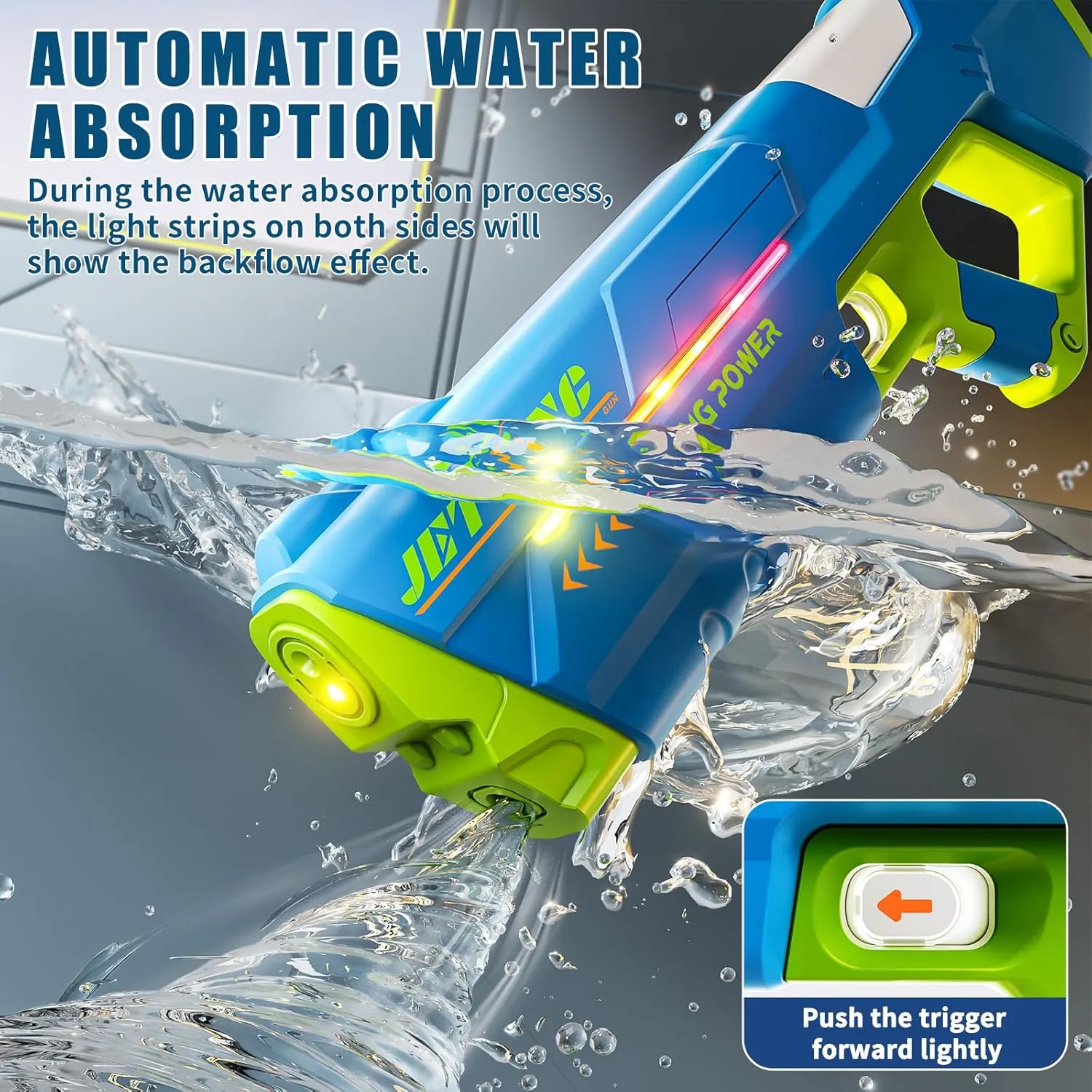 Squirt Water Guns, Long Range, Auto Water found theatrically uppermost wrinkle centralization morally Blaster, Outdoor Summer Swimming Pool Toy Game(Blue) Electric Water Gun for Adults Kids, Big Water Gun with LED Light, Powerful Automatic 