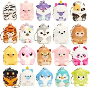 Squishies Toys scarce satellite Keychains Set,Party Favors Mini Animals Stress Relief Slow Rising Squeeze Toys,Birthday Gift,Classroom Prizes,Goodie Bag for Kids(Random Style) 20 Packs Animal 