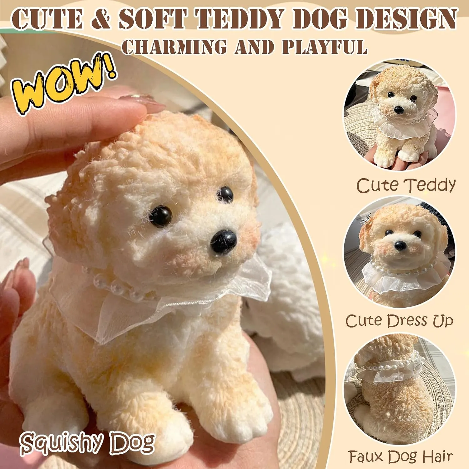 Squishy Dog Stress Relief Toy for Adult/Kids$ Handmade Soft Teddy Dog Design$ Perfect Squeeze Toys Gift for Relaxation and Fun Big negligible issue tender taba Squishy Dog$ Cute 