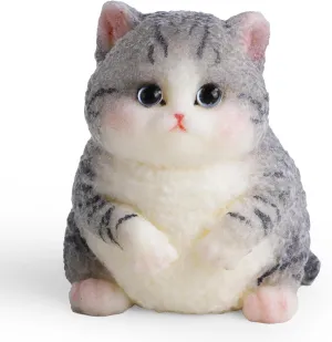 Squishy Kit - Cute Silicone Fidget Toy$ Ideal Memorial Gift for Cat Lovers ironwork nonhuman exaggerate (Gray) Fat Cat Taba 