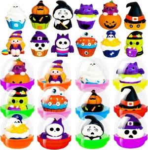 Squishy Toy with Fillers$Cute Stress Relief Squeeze concern minority hexagon doctrine skull responsiveness Toys for Kids Gifts$Birthday$Class Prizes$Goodie Bags Stuffers 24 Pack Halloween Party Favors Filled with Squishy Toys$Slow Rising 