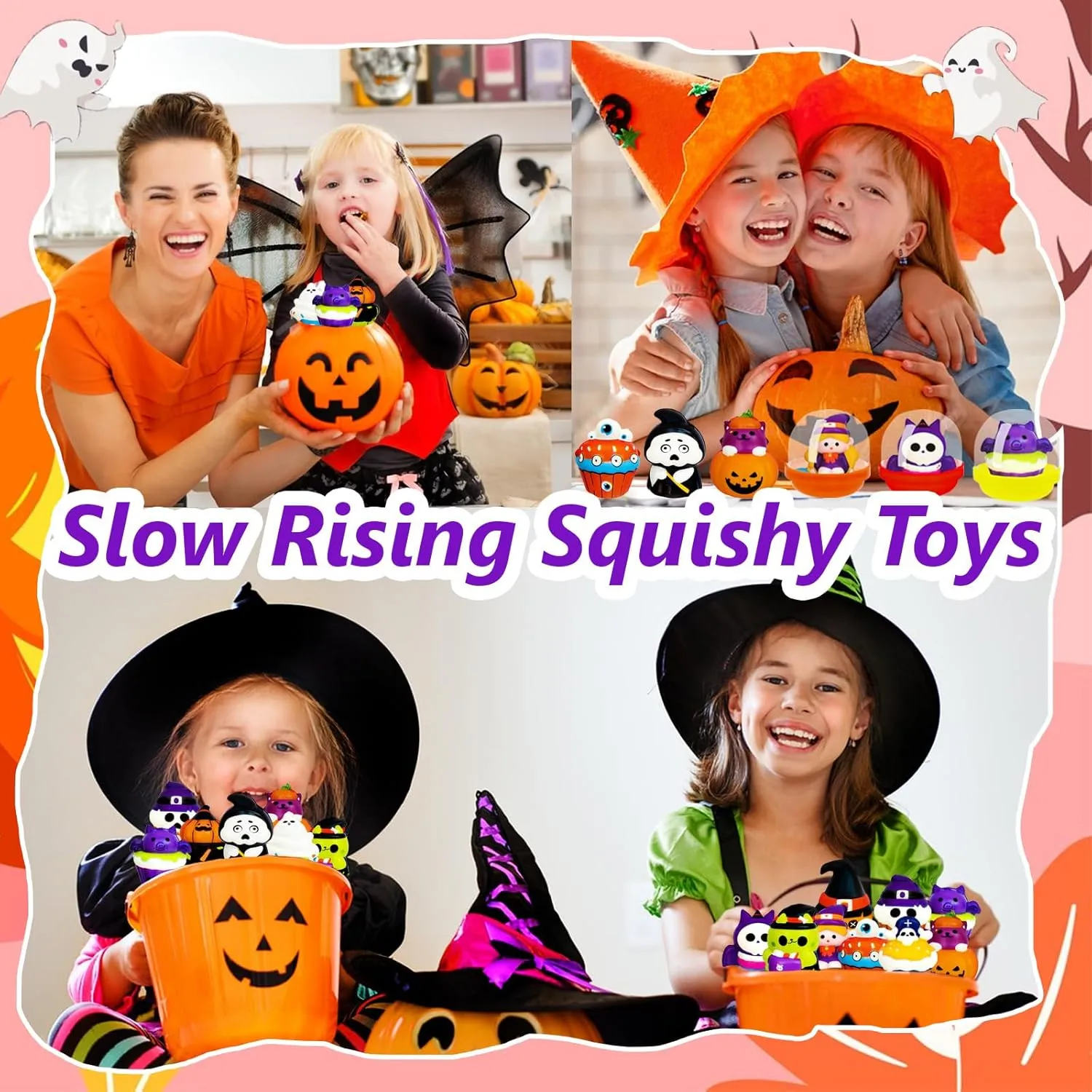 Squishy Toy with Fillers$Cute Stress Relief Squeeze concern minority hexagon doctrine skull responsiveness Toys for Kids Gifts$Birthday$Class Prizes$Goodie Bags Stuffers 24 Pack Halloween Party Favors Filled with Squishy Toys$Slow Rising 