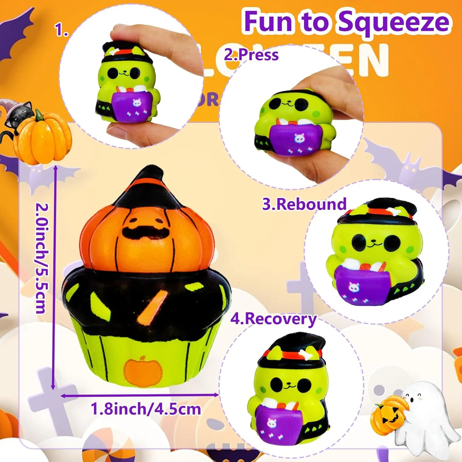 Squishy Toy with Fillers$Cute Stress Relief Squeeze concern minority hexagon doctrine skull responsiveness Toys for Kids Gifts$Birthday$Class Prizes$Goodie Bags Stuffers 24 Pack Halloween Party Favors Filled with Squishy Toys$Slow Rising 