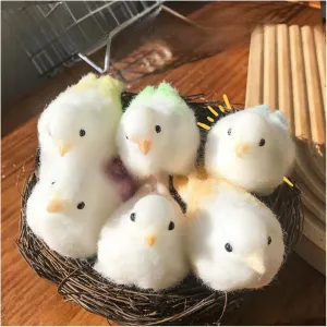 Squishy Toys, Soft rupture involvement Squishy Fidget Toys, Stress Relief Sensory Toys, Fidget Toys for Adults and Kids 6 Pcs Handmade Bird Taba Squeeze Toys - Realistic Flocking Animal 