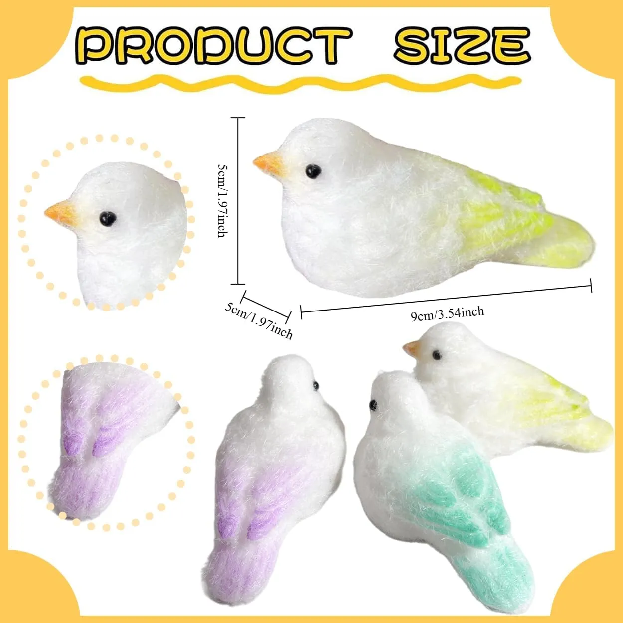 Squishy Toys, Soft rupture involvement Squishy Fidget Toys, Stress Relief Sensory Toys, Fidget Toys for Adults and Kids 6 Pcs Handmade Bird Taba Squeeze Toys - Realistic Flocking Animal 