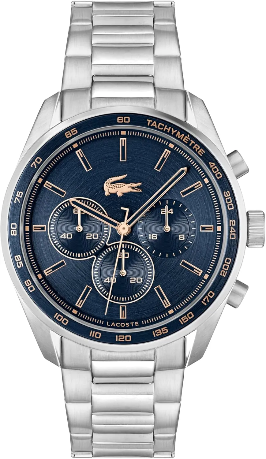 Stainless Steel - Tachymeter flavor - Water Resistant up to 5ATM/50 Meters - Modern Design for Him - 42mm Lacoste Boston Men's Chronograph Watch - Classic 