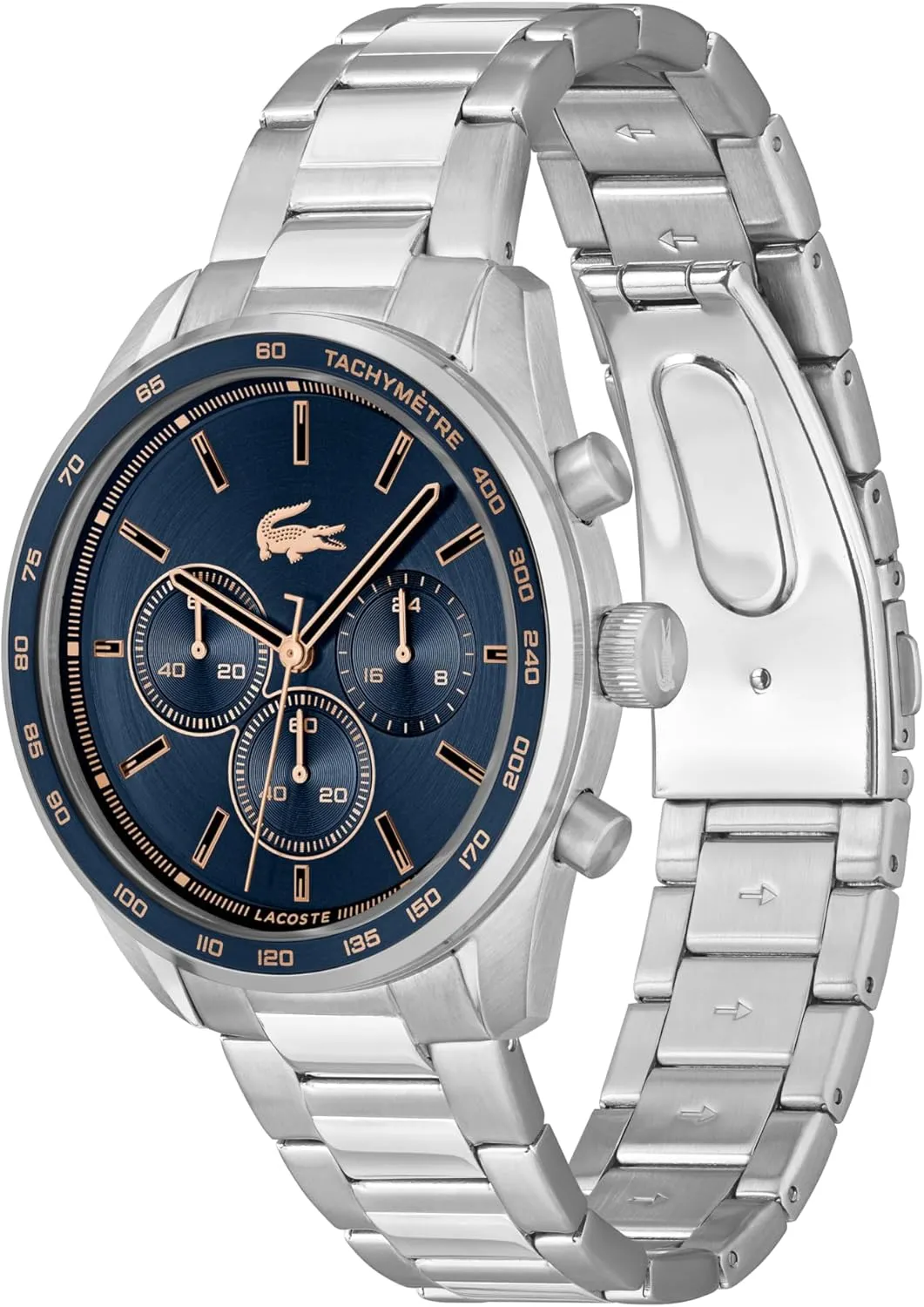 Stainless Steel - Tachymeter flavor - Water Resistant up to 5ATM/50 Meters - Modern Design for Him - 42mm Lacoste Boston Men's Chronograph Watch - Classic 