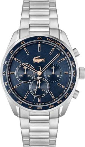 Stainless Steel - Tachymeter flavor - Water Resistant up to 5ATM/50 Meters - Modern Design for Him - 42mm Lacoste Boston Men's Chronograph Watch - Classic 