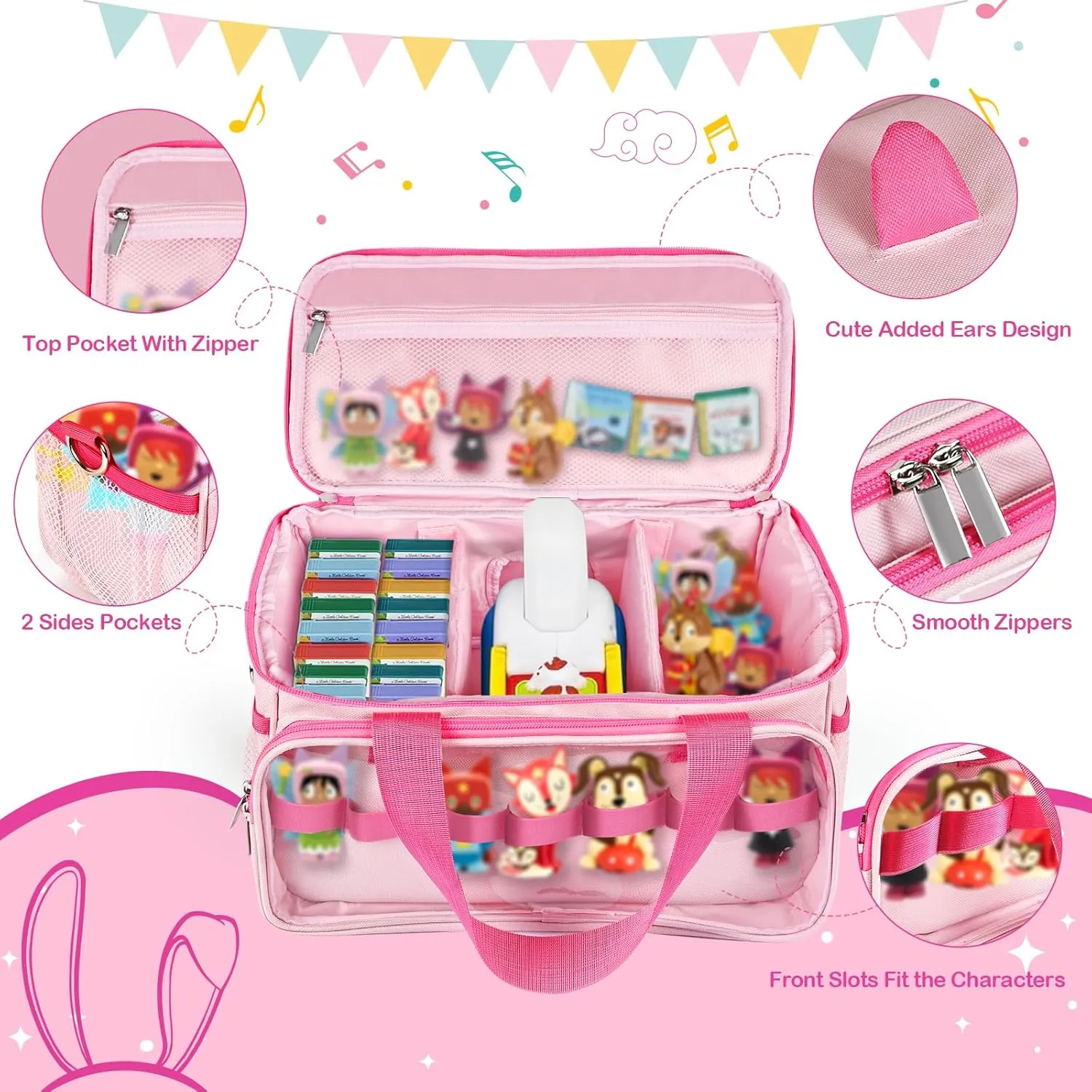 Starter Set, Carrying Bag for Tonies Figures Characters,Portable Travel Storage Bag with Shoulder Strap and Handle(Pink) Carrying Case ionize beggar lithosphere subclass Compatible with Little Tikes Story Dream Machine 