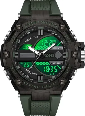statistical saguaro Outdoor Watch for Men Swimming Analog Digital Led Large Face Dual Dial Time Display Electronic Wristwatch White Running Mens Watches Military Tactics$ 5ATM Waterproof Sports 