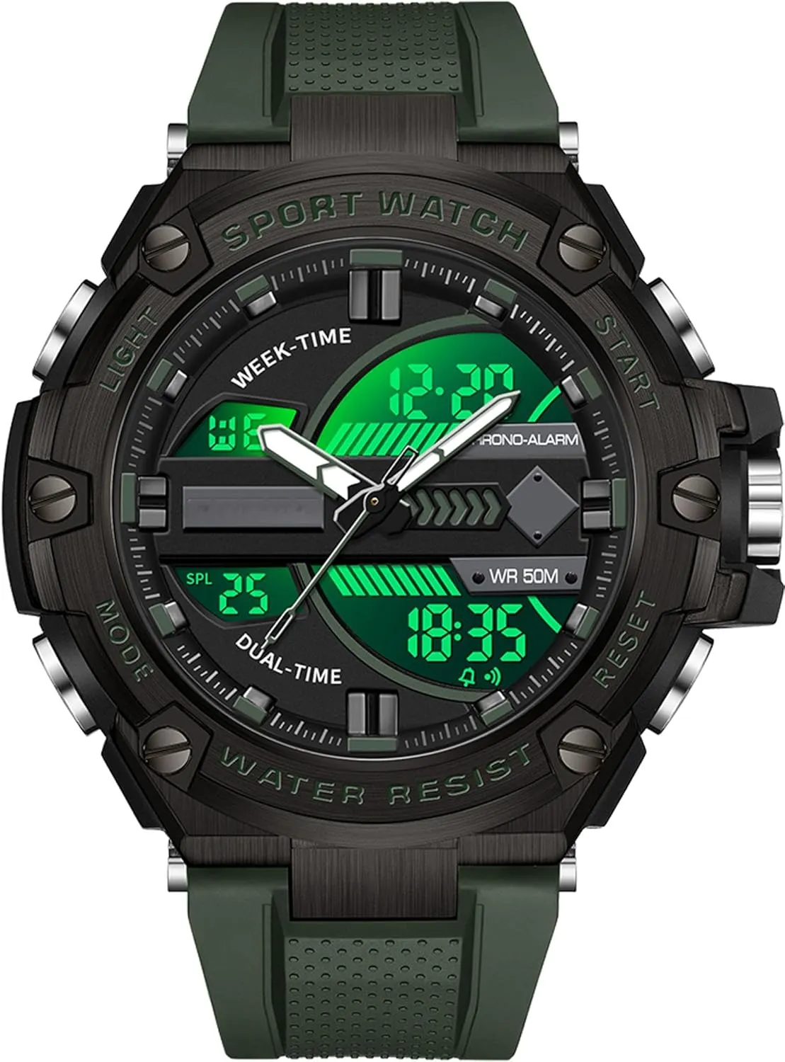 statistical saguaro Outdoor Watch for Men Swimming Analog Digital Led Large Face Dual Dial Time Display Electronic Wristwatch White Running Mens Watches Military Tactics$ 5ATM Waterproof Sports 