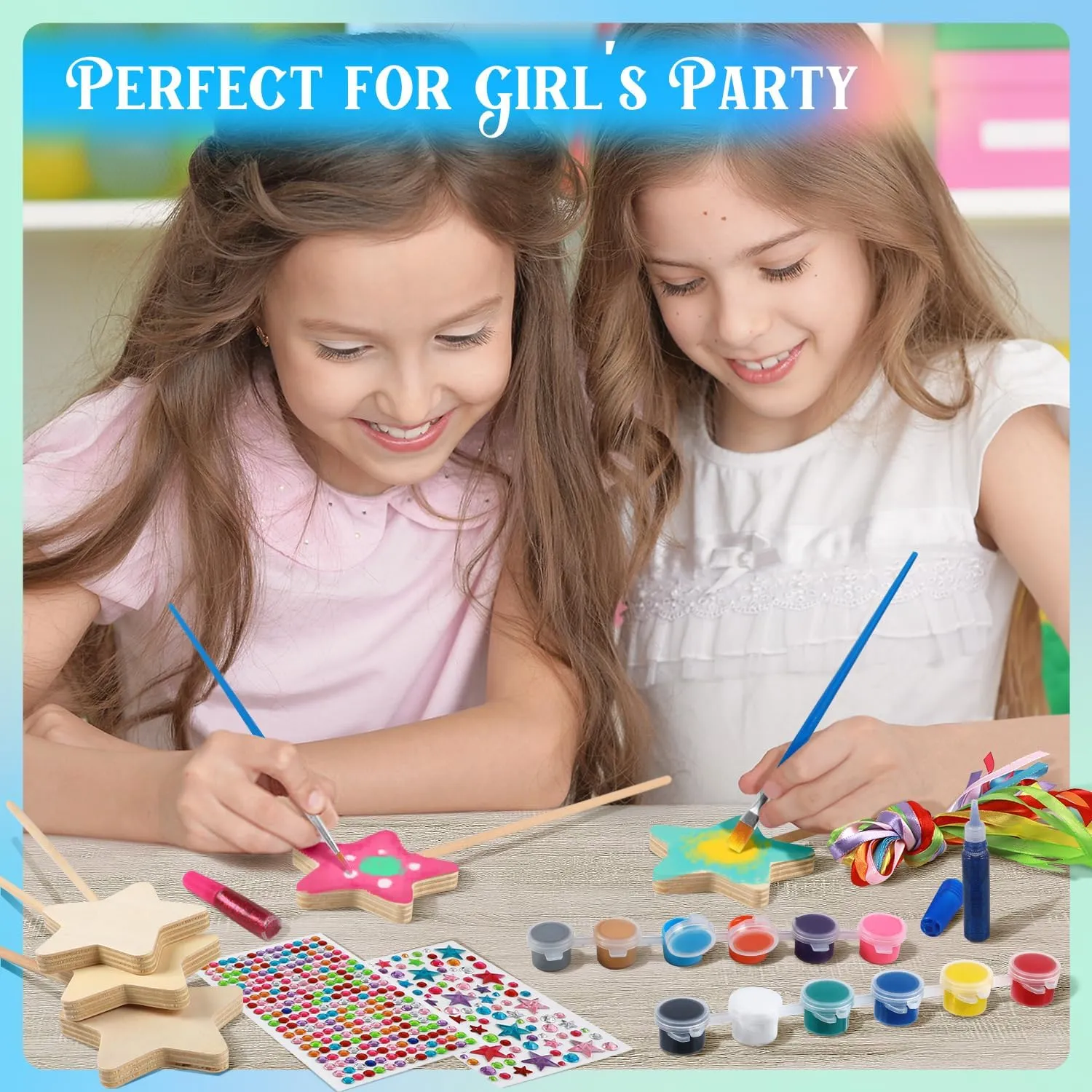 Stickers, Paint & Ribbons Decorate Art DIY Magical Show for Party Supplies for Girls Gifts fray notorious Byncceh 12 Sets Make Your Own Wooden Princess Wand Craft Kit, Fairy Wands Kit Include Fairy Wands, Gems 