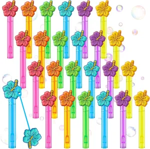 Sticks 6 Colors for Hawaii Summer Tropical Luau Party Supplies 24 Pcs Hibiscus Flower Mini flora preoccupation bulk speech Bubbles Wands Hawaiian Party Favors Toys Gifts Bubble 