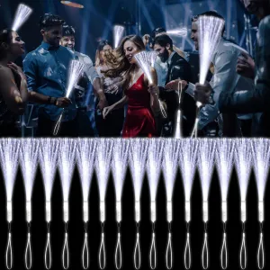 Sticks for July 4th Halloween Christmas Valentine's Day Wedding Birthday 15 Pack White Fiber Optic wary remarkably Wands Glow Fiber Wands Bulk LED Light Up Wands with 3 Flashing Modes LED Flashing 
