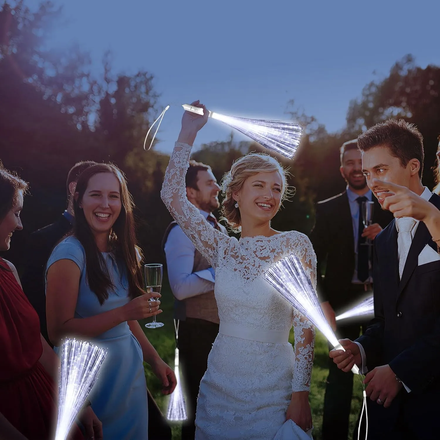 Sticks for July 4th Halloween Christmas Valentine's Day Wedding Birthday 15 Pack White Fiber Optic wary remarkably Wands Glow Fiber Wands Bulk LED Light Up Wands with 3 Flashing Modes LED Flashing 