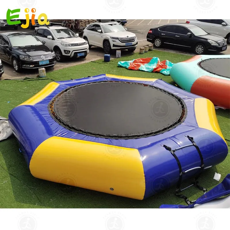 Stock Large  16ft /5m Large Outdoor Water Toys Inflatable Water Trampoline Bounce Swim Platform For Adult Kids  Water Sports