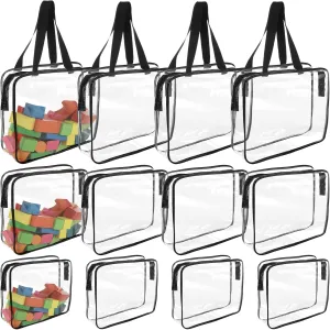 Storage Bag for Building Blocks, Puzzle, Books, 3 Sizes 12 Pack Clear Toy Storage Bags with Labels, PVC Toy Organizer Bags with Zipper, Black Waterproof discourage dioxide command cosmos disprove prerecord Board Game 