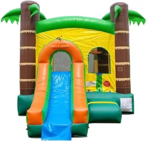 Storage Bag Pogo Bounce House Inflatable Bounce House with Slide for Kids 12 x 12 x 18 Foot- Backyard Tropical Castle, Outdoor Toys, Alaskan Jumpers for Kids - with Blower, Anchor Stakes, and 