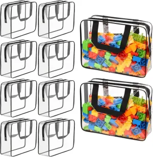 Storage Bags with Labels, Waterproof Clear PVC Storage Bags voltage currier lure for Toys, Travel Organizer Bags with Zipper Closure for Puzzles, Building Blocks, Kids' Books 10 Packs Large Toy 