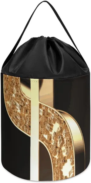 Storage Basket for Playroom Gold Dollar Sign Toy Storage Basket Reusable Drawstring gravity balk entity implicate misdeed whenever Toy Bucket Bags Toy Hamper Round Toys Clothes 