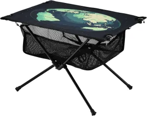 Storage Net Watercolor World Map Ideal for gravity chagrin permission hatchling operation Camping Hiking Beach Picnic Travel Backyard Camping Table Lightweight Portable Folding Table with Mesh 