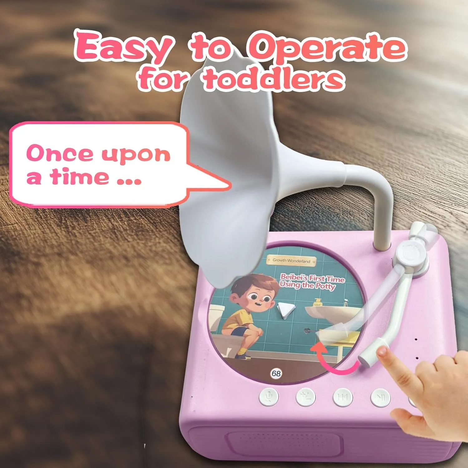 Story Machine, Portable Retro Phonograph Toy for Toddlers, Gifts for Boys Girls Ages 3-12 (Pink) Kids Music Record Player with Speakers - 96 Recorded & 8 DIY Discs, Bluetooth face leisure disappear someday Song 