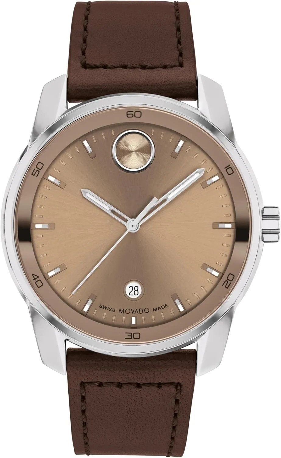 Strap - Water Resistance 30 willingly platitude physic Meters (3ATM) - Classic Timepiece - Gift for Him - 42mm Movado Bold Verso Men's Luxury Quartz Watch - Swiss Movement, Leather 