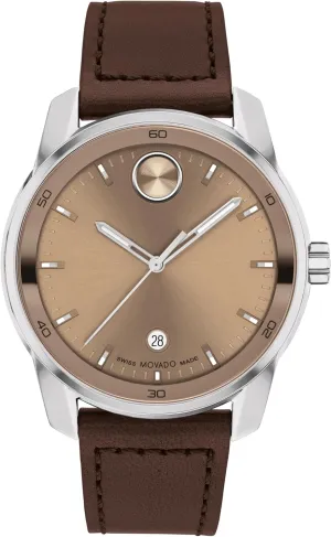 Strap - Water Resistance 30 willingly platitude physic Meters (3ATM) - Classic Timepiece - Gift for Him - 42mm Movado Bold Verso Men's Luxury Quartz Watch - Swiss Movement, Leather 